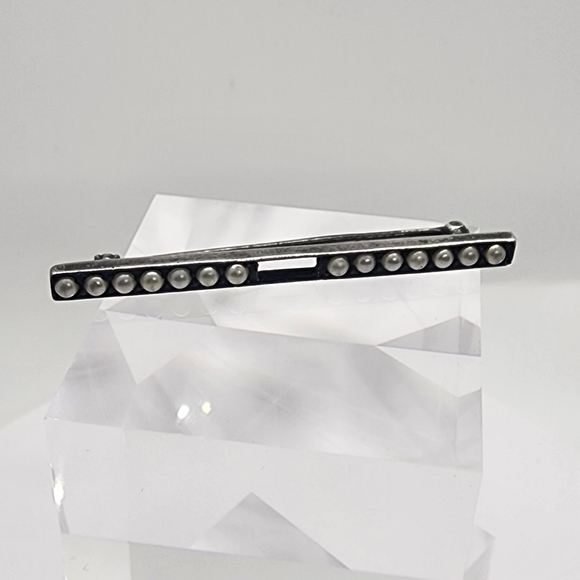 Sterling Sliver Seed Pearl Brooch Signed By C&H Co - Picture 8 of 15